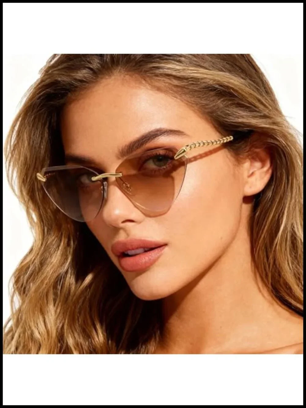 Retro Cat Eye Sunglasses with Serpentine Metal Temples UV400 Protection